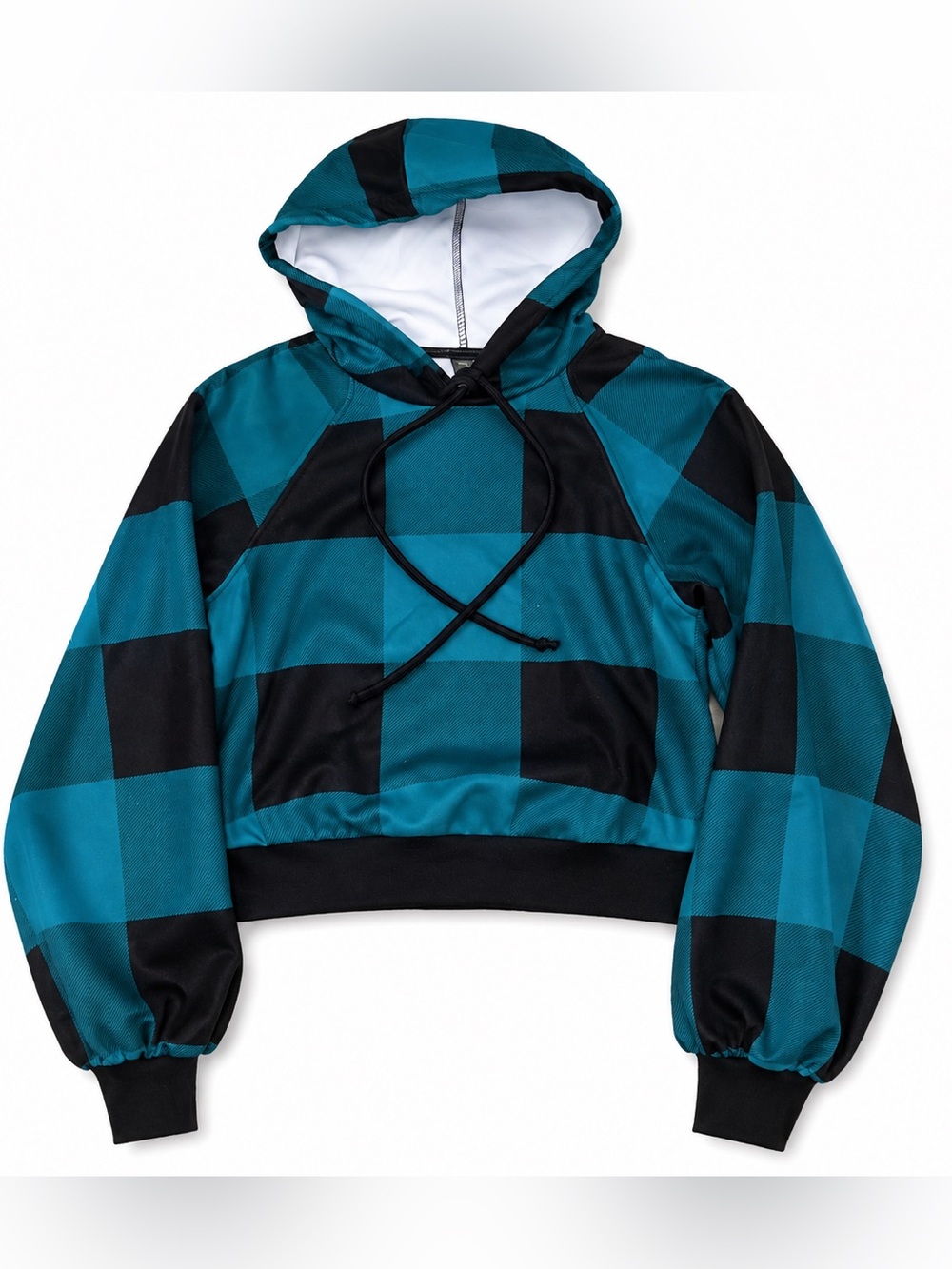 Wild Fable Green Black Plaid Cropped Hoodie | Y2K Grunge | XS